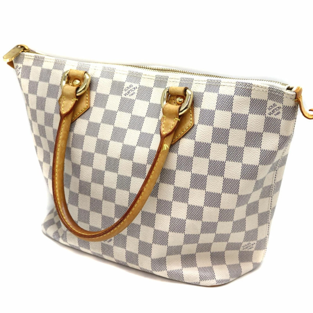 LOUIS VUITTON Saleya Handbag Damier Canvas Azur White